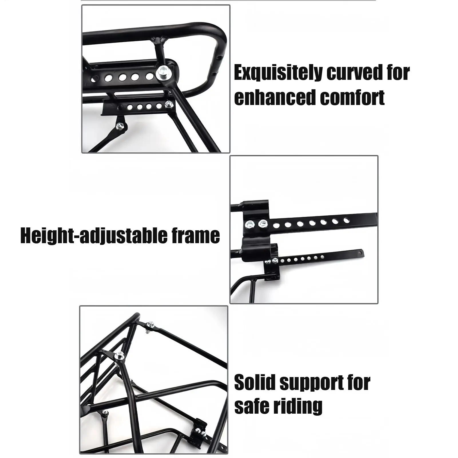 

Bicycle Luggage Carrier Adjustable Steel Bike Cargo Rack Shelf Cycling Bag Stand Holder for Cycling Road Commuting Work Delivery