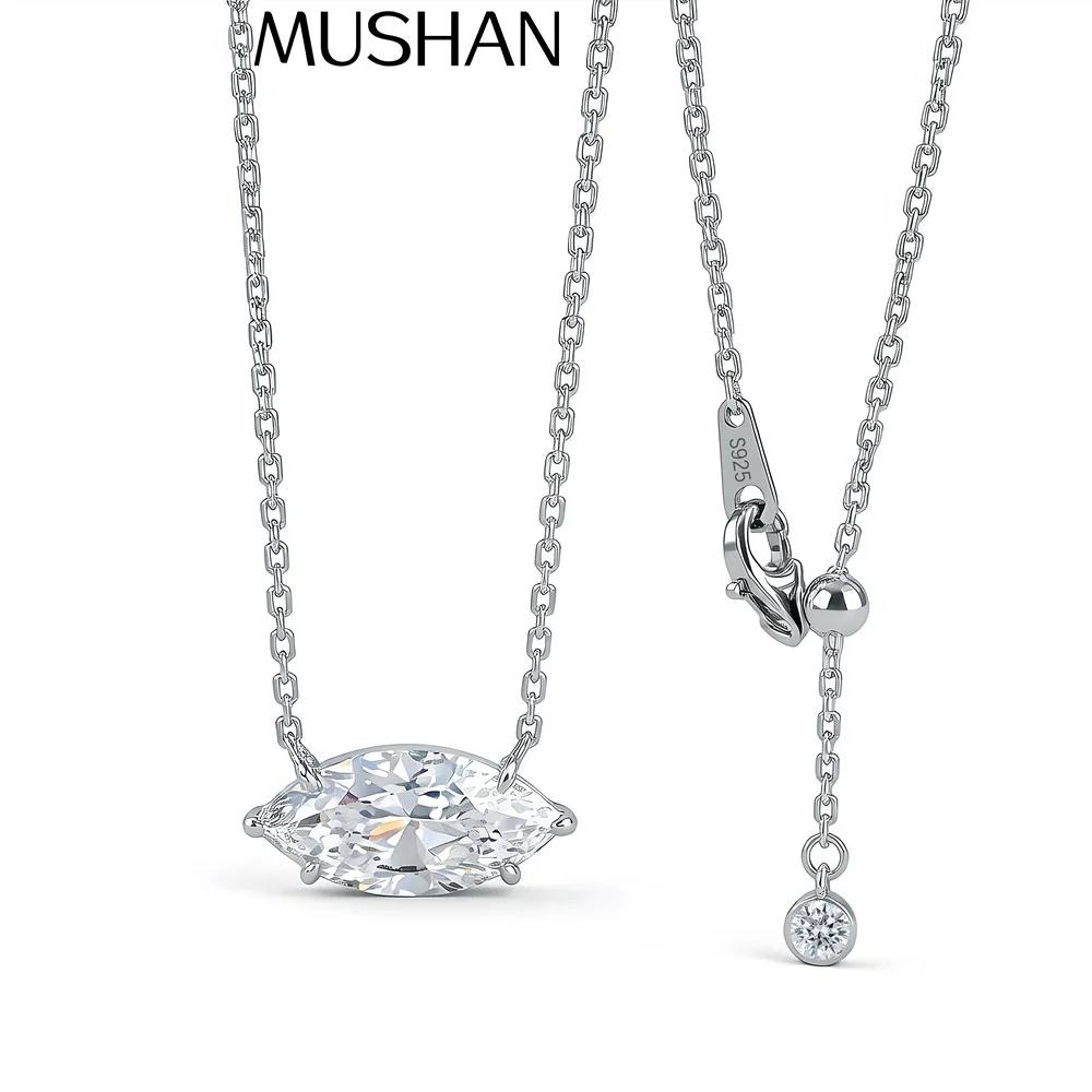 

MuShan Brand Jewelry 925 Sterling Silver Layered Necklace Star Moissanite Evening 18K Real Gold Plated Her MST Patent Layereds