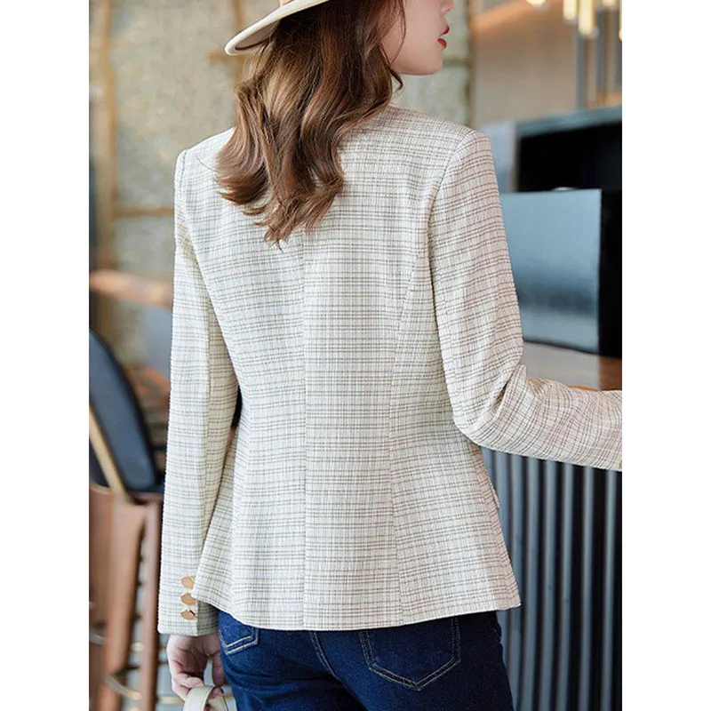 

NEW 2025 Spring Autumn Outerwear Fashion Women's Coat Top High End Casual Plaid Suit Jacket Korean Women Receive High Prais