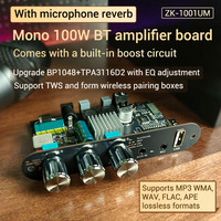 ZK-1001UM Mono 100W Bluetooth 5.3 Amplifier Board DC 9-24V with Mic Reverb Amplifier Module BP1048+TPA3116D2