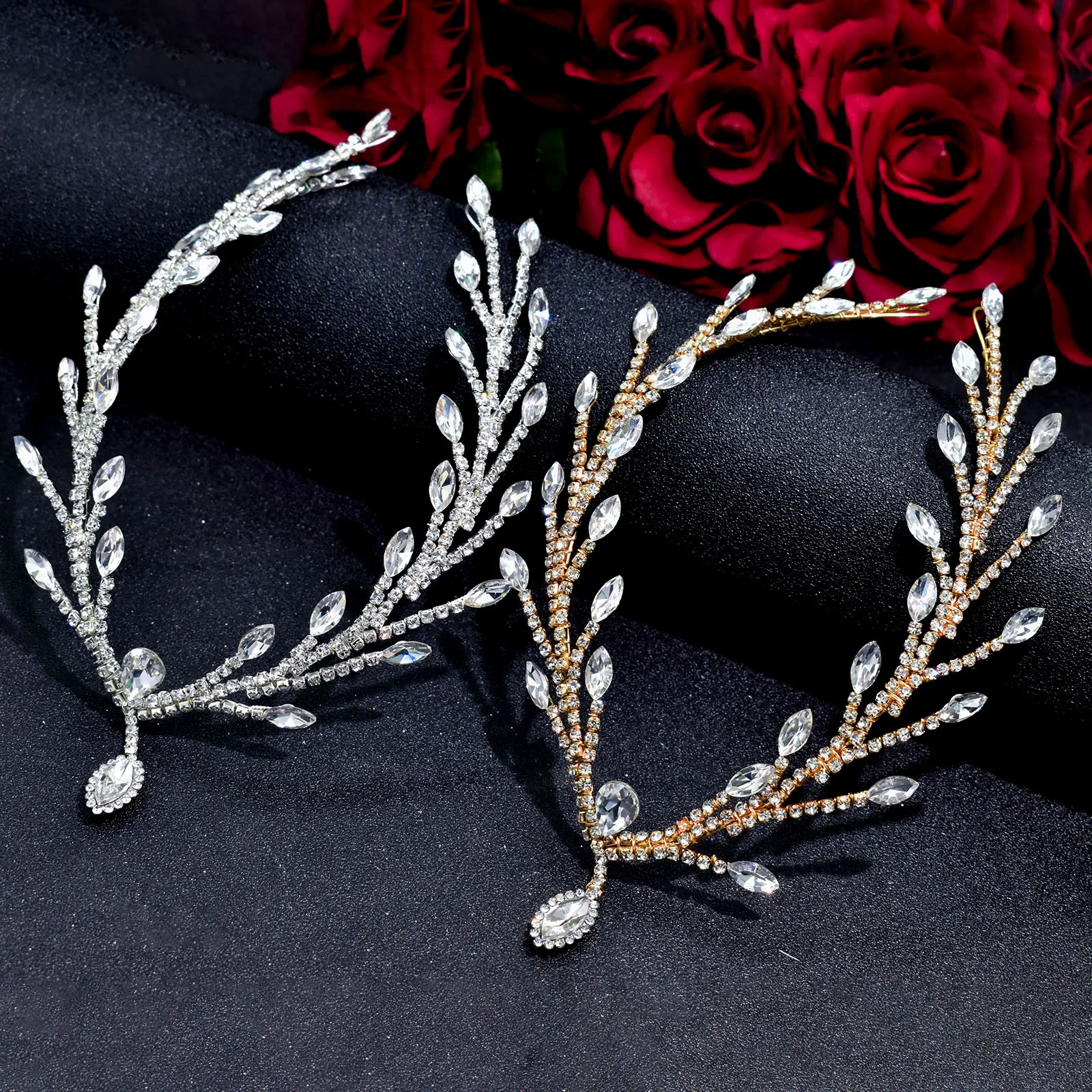 

DZ032 Trendy Rhinestone Wedding Hair Accessories Handmade Bridal Forehead Headband Brides Headwear Women Girls Headpiece Tiara