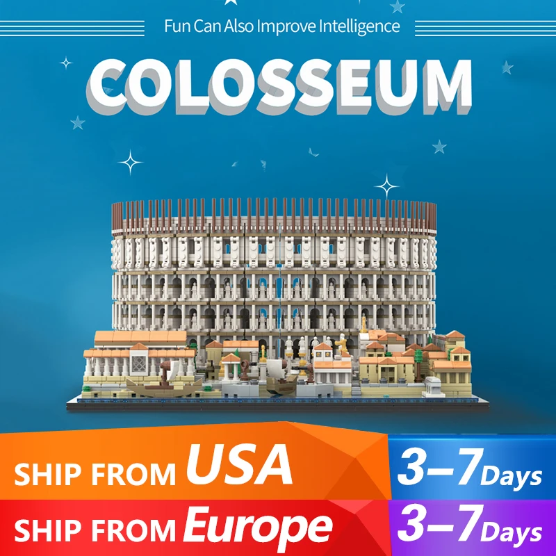 3985PCS MOC Roman Colosseum Building Block World Architecture Large Louvre Museum Model Bricks Educational Toys Kids Xmas Gift