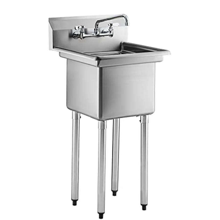 

18-Gauge Stainless Steel One Compartment Commercial Sink With Faucet 16"x14"x11" Bowl + Faucet
