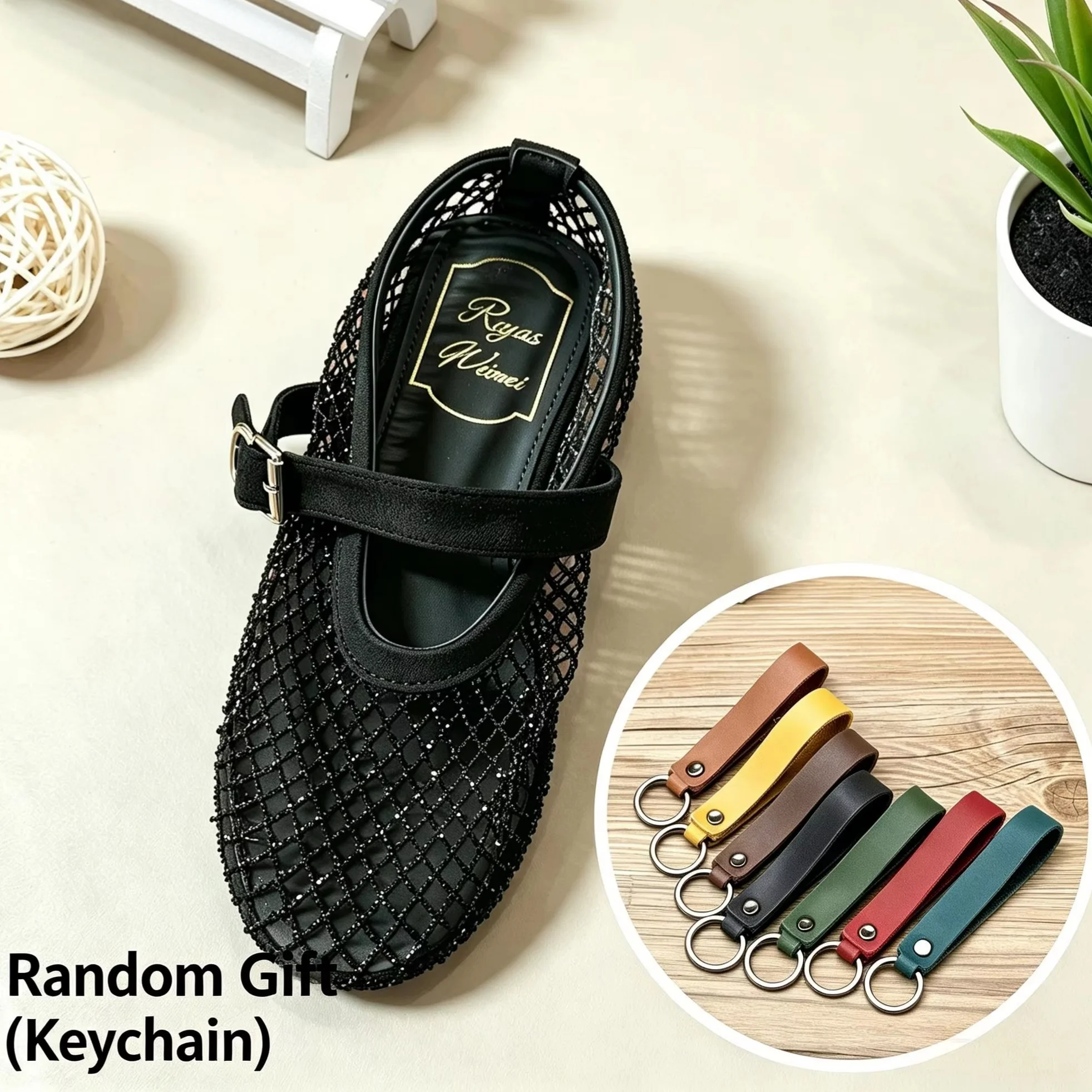 Sandals Water Diamond Ballet Dance Shoes Women's Edition 2026 Retro Suede Flat Bottomed Fishing Net Hollowed Out Single Shoes