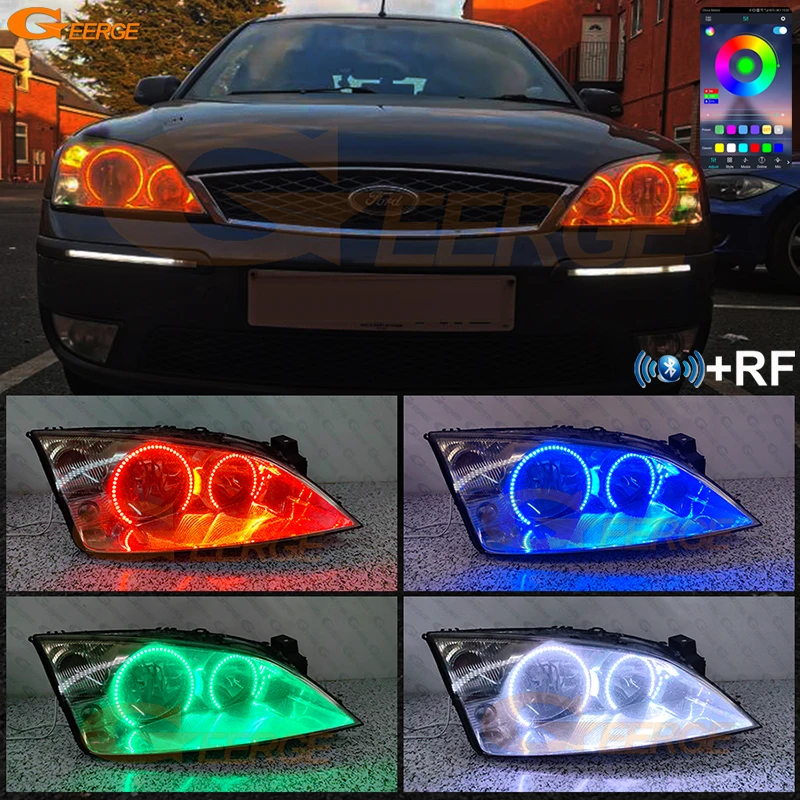 

For Ford Mondeo MK3 2000 2001 2002 2003 2004 2005 2006 2007 Bluetooth APP Multi Color Ultra Bright RGB LED Angel Eyes Halo Rings