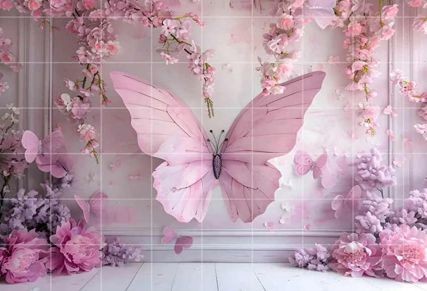 Mehofond Photography Background Butterfly Flowers Garden Children Birthday Party Cake Smash Portrait Decor Backdrop Photo Studio