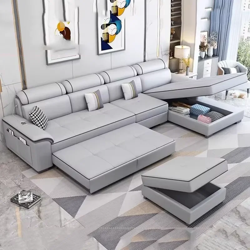 Fancy Unique Living Room Sofas Beds L Shape Storage Nordic Floor Salon Sofas Foldable European Woonkamer Banken Home Furniture