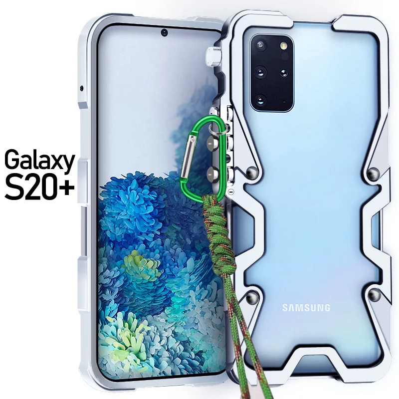 

Zimon Armor Metal Aluminum Phone Bumper For Samsung Galaxy S25 S23 S22 S21 S24 Ultra Cover Mechanical Purely Handmade Skull Case