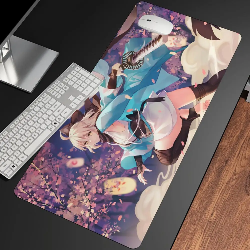 Anime Fate Okita Souji Mousepad Large Gaming Mouse Pad LockEdge Thickened Computer Keyboard Table Desk Mat