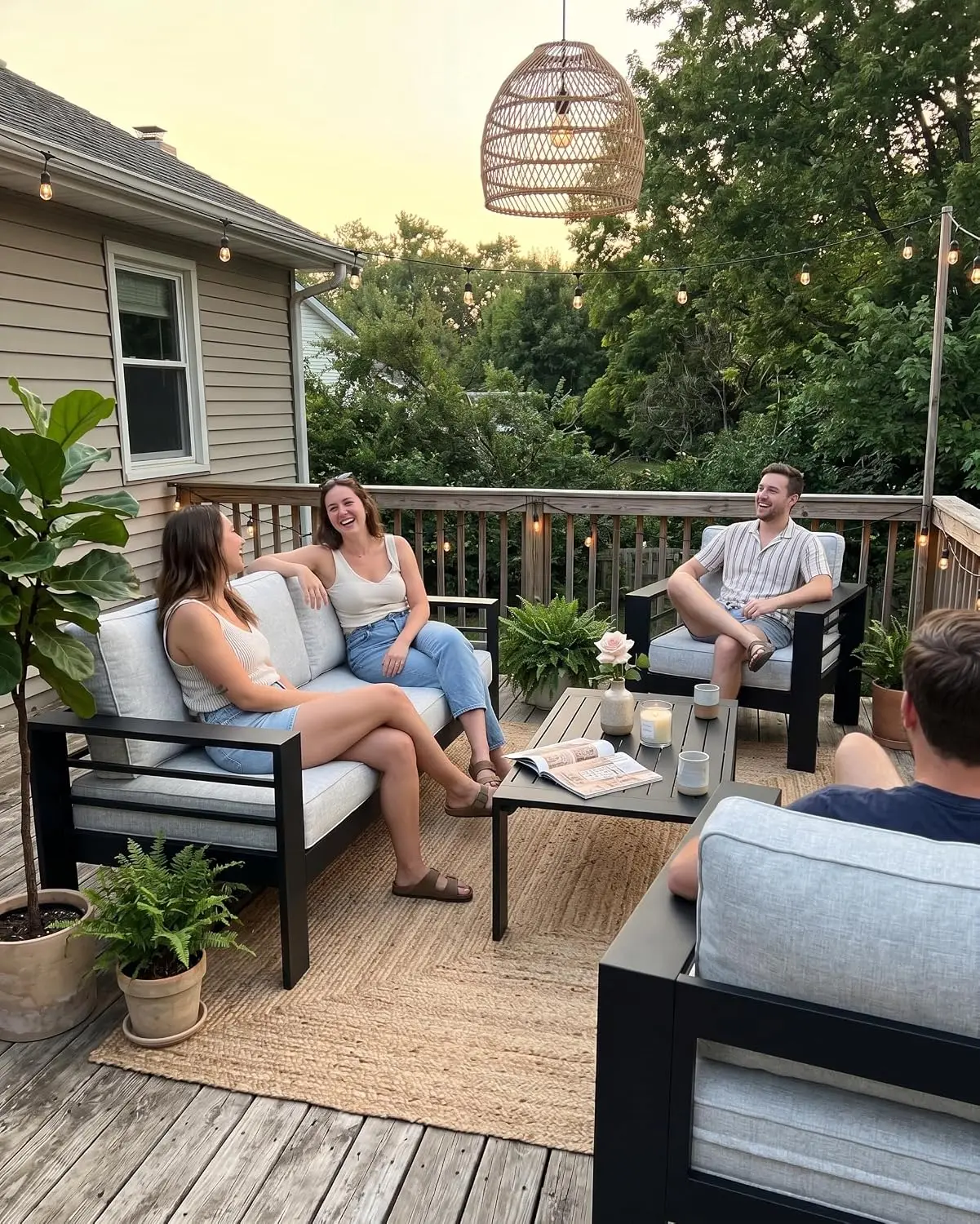 Outdoor Outdoor Aluminum 5-Piece Patio Sectional Sofa Set With Coffee Table, Modern Garden Chat Seating Furniture, Customized - Aliexpress Deal