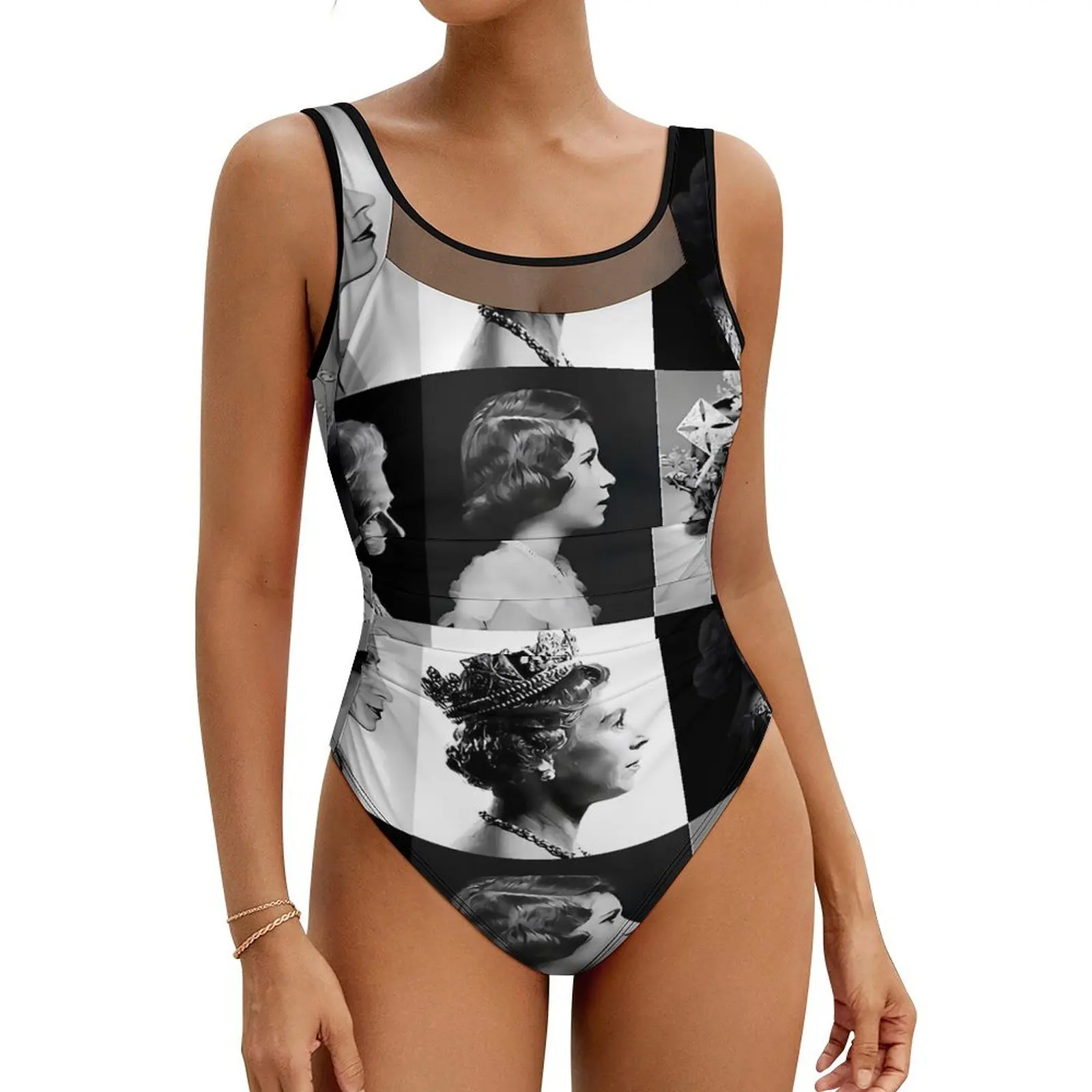 Elizabeth II Swimsuit Queen Design Push Up Swimwear One-Piece Beach Bathing Suits Bodysuit Sexy Design Beach Wear Plus Size