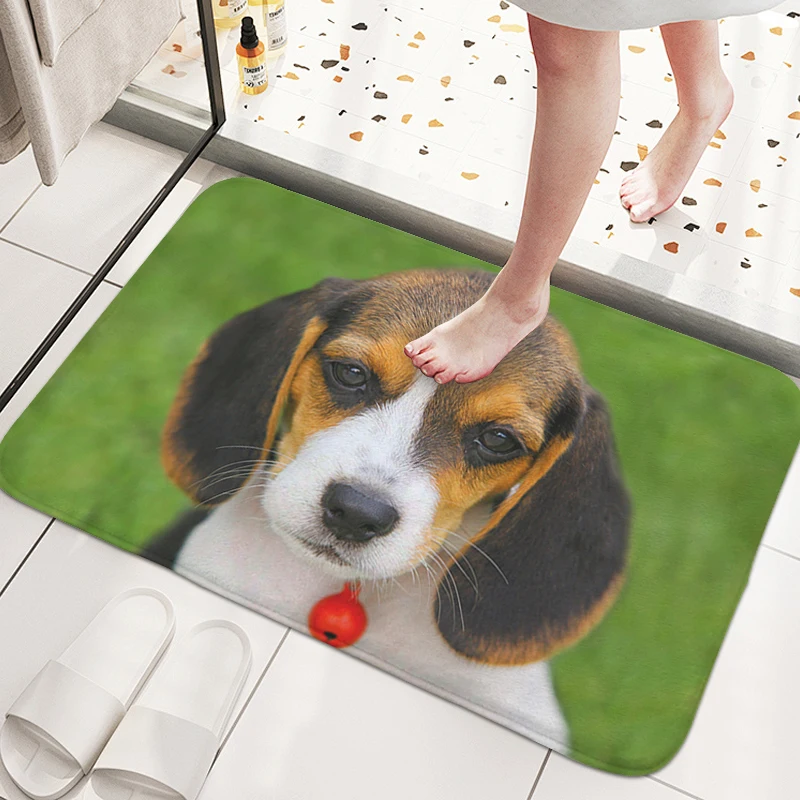 

Beagle Dog Bathroom Floor Mats Non-slip Custom Doormat Entrance Door Living Room Carpet Kitchen Hallway Balcony Bedroom Rug