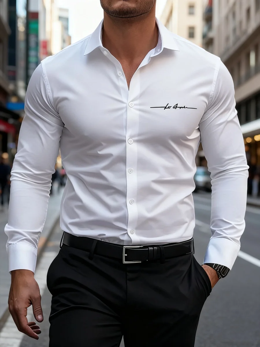 

New men's pure color simple shirt - simple business shirt - fashionable travel shirt. Comfortable fabric. Quick delivery.