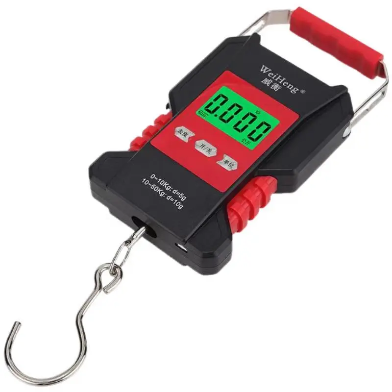 Black Electronic Weighing Digital Scale Rechargeable LCD 75Kg 10g Luggage Scale Hanging Hook Fishing Scale with Measuring Tape