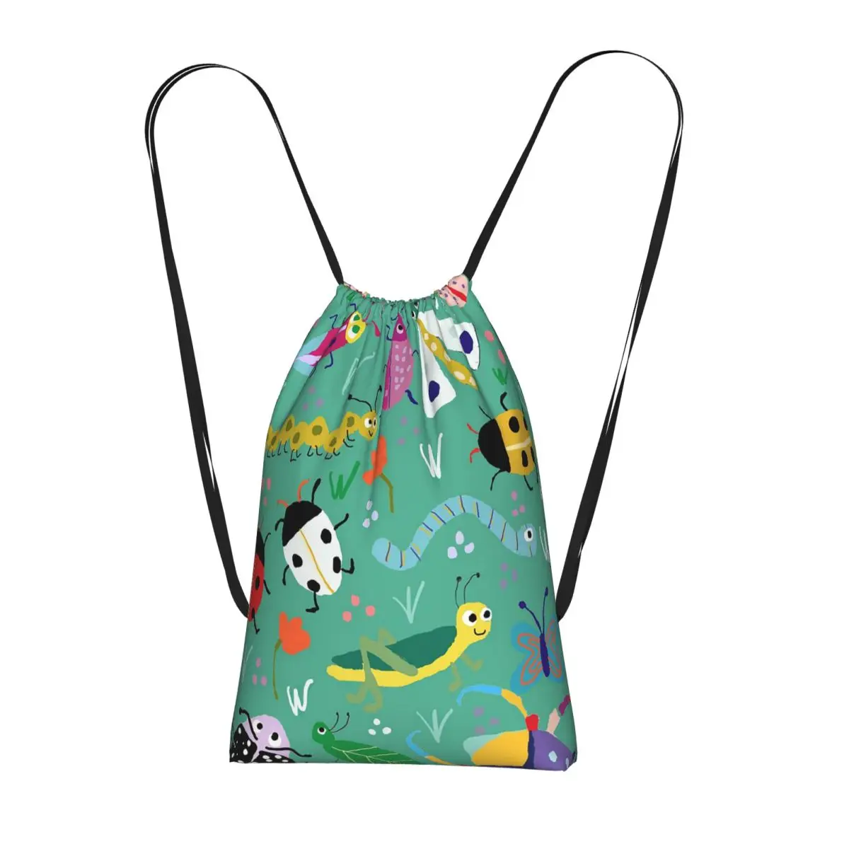 Cartoon Insect Pattern Backpacks Casual Drawstring Bags Sports Bag Book Bags for Man Woman Students