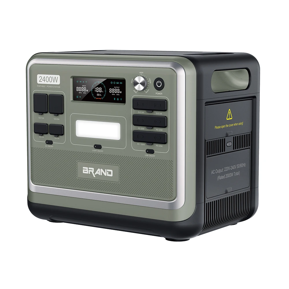 Large Capacity 2400W 2048Wh Solar Portable Station Jump Starter Flashlight MPPT Technology Pure Sine Wave Inverter Adjustable