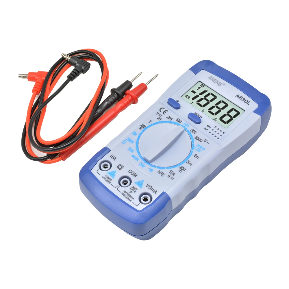 Multimètre intelligent avec écran LCD, voltmètre et ampèremètre, tingOhmmètre d'électricien, détection de diode et de triode, outil de test électrique, A830L