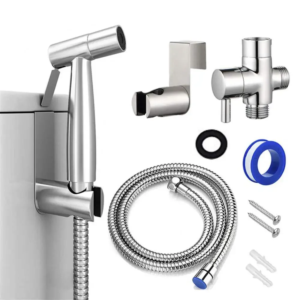 Handheld Toilet Bidet Sprayer Set Kit Stainless Steel Hand Bidet Faucet for Bathroom Hand Sprayer Shower Head Self Cleaning