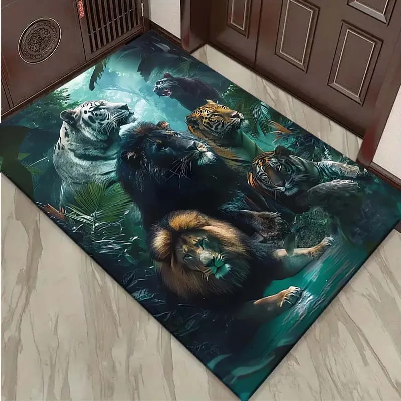 

Wildlife-Inspired Area Rug - Lion, Tiger & Leopard Designs for Home and Office Decor | Durable Polyester, Perfect for Living Roo