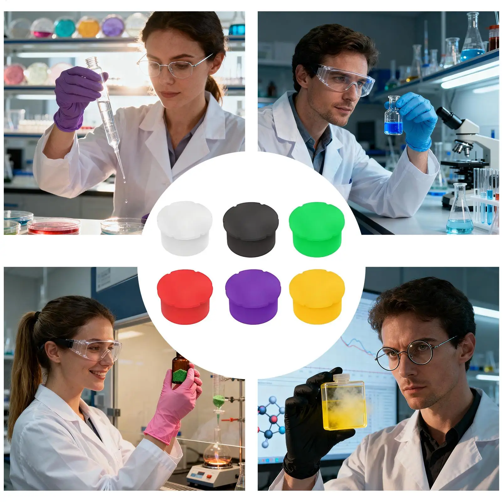Small Vials Caps 6 Piece Labware Reusable Dust-Resistant Cover For Lids Quick Organization Identification Industrial Scientific