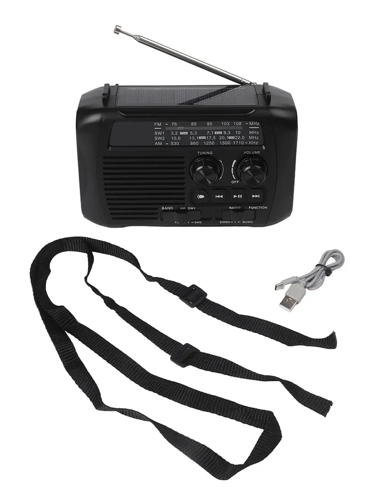 Untuk Petualangan Luar Ruangan Radio Berkemah Radio AM FM Kit Bencana Perangkat Pengisi Daya Tenaga Surya Ringkas Senter Bawaan