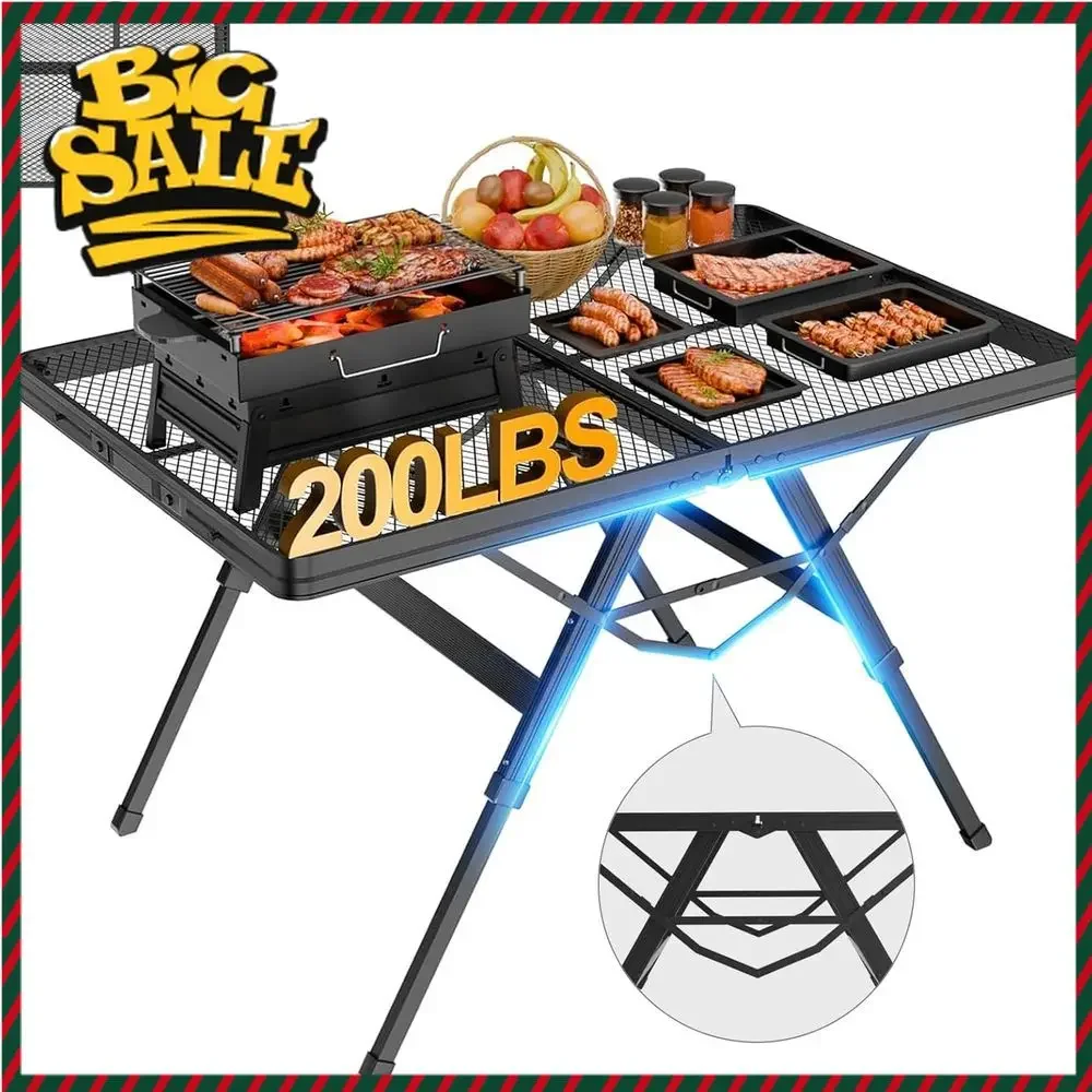 

BestsellerPortable 3-Tier Folding Outdoor Table for Camping, Picnics, and BBQs with Adjustable Heights