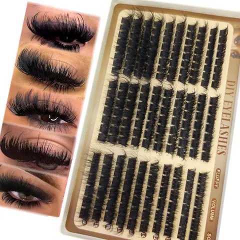 30rows Lash Clusters DIY Spiky Cluster Lashes Mixed Styles Fluffy Volume Clusters Lashes Fluffy Individual Eyelashes Extension