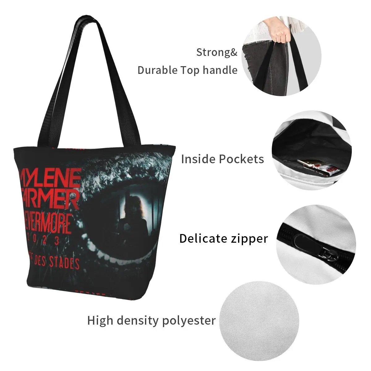 2023 Mylene Farmer Nevermore Handbag Accessories Trend For Unisex Shopping Bags