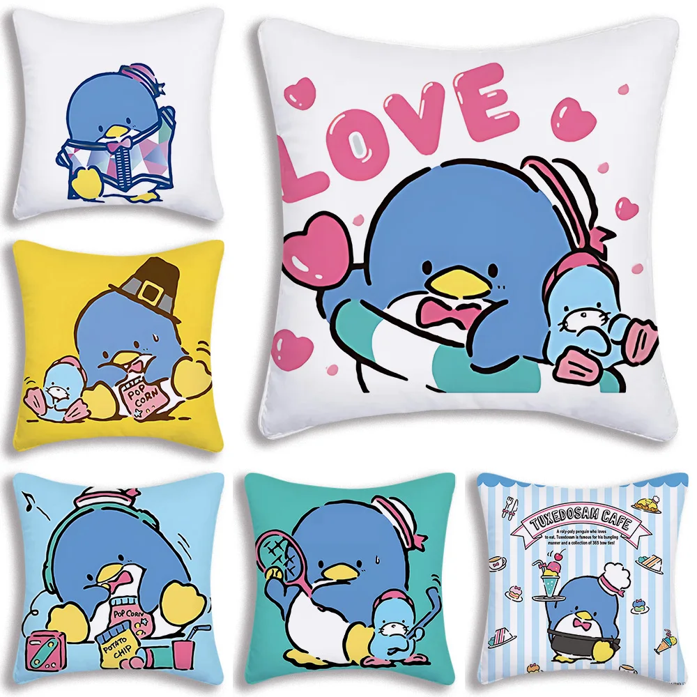 

Kawaii Tuxedosam Cartoon Pillow Covers Cartoon Sofa Decorative Home Double-sided Printing Short Plush Cute Cushion Cover