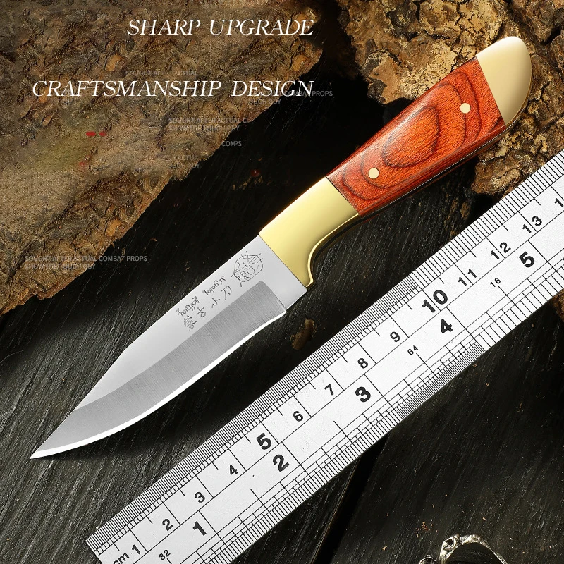 Ethnic Minority Double Copper Head Exquisite Knife Fruit Knife Outdoor Barbecue Camping Portable Knife