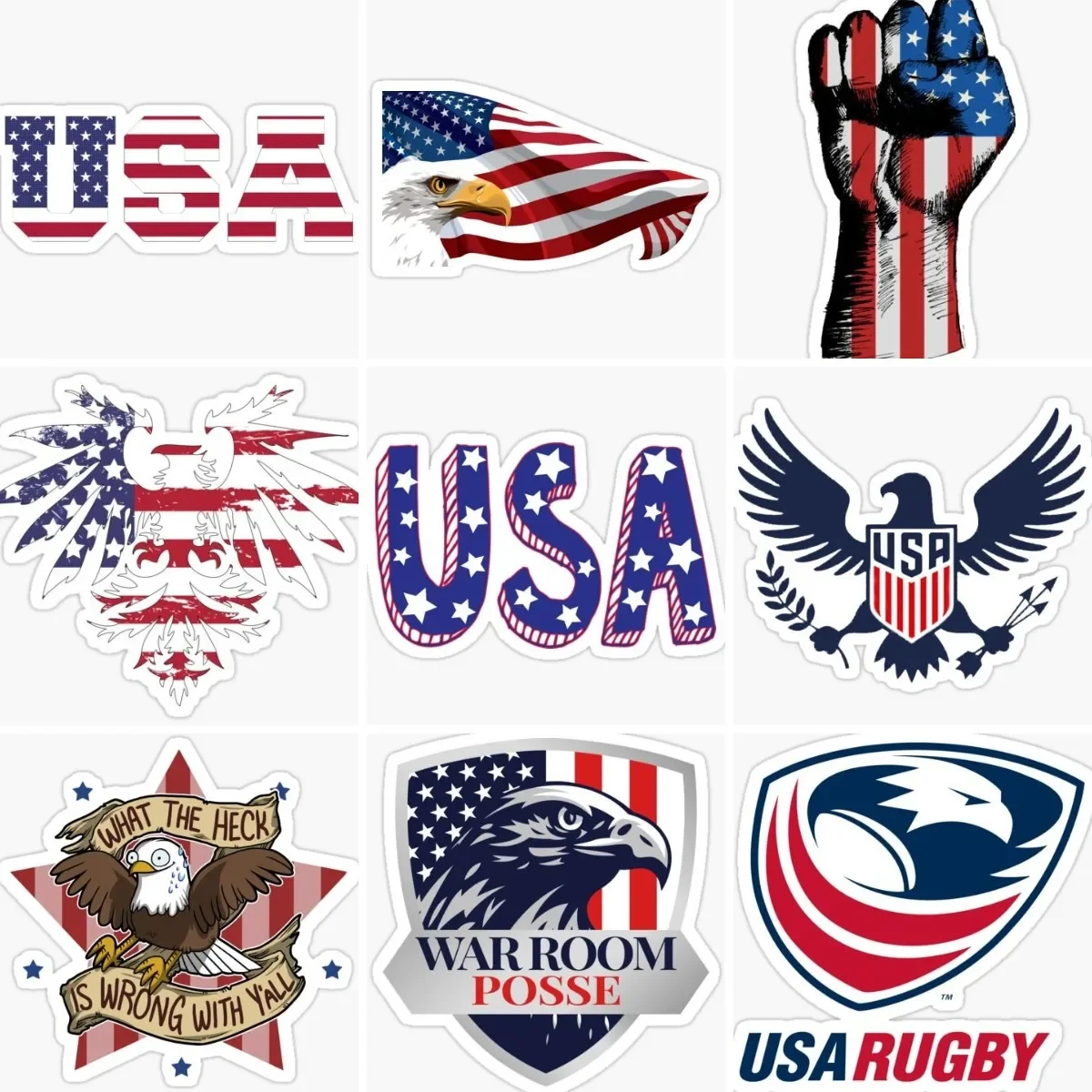 

United States of America USA Flag Emblem Eagle Stickers Wall Room Truck Window Car Motorcycle Bumper Bicycle Decal Assecories