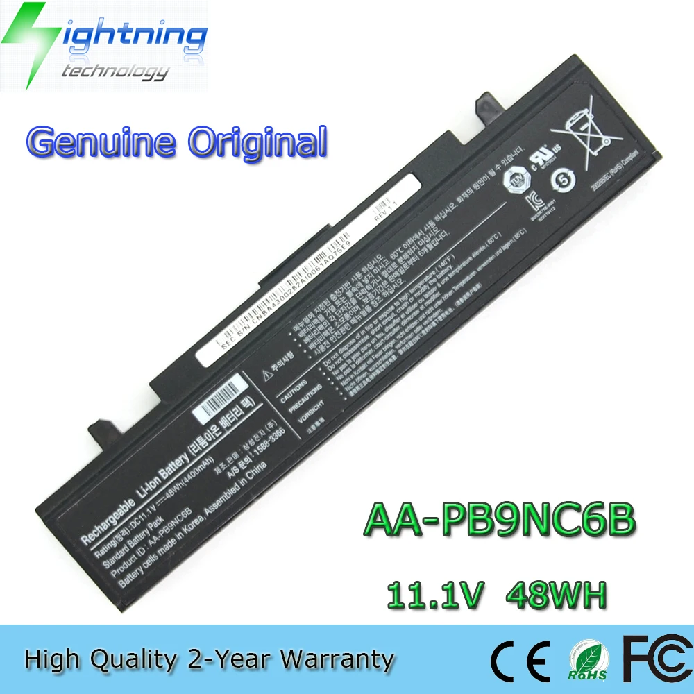 Original Genuíno Aa-pb9nc6b 11.1v 48wh Bateria do Portátil para Samsung R428 R430 R468 R523 R525 R538 R580 R730 Novo