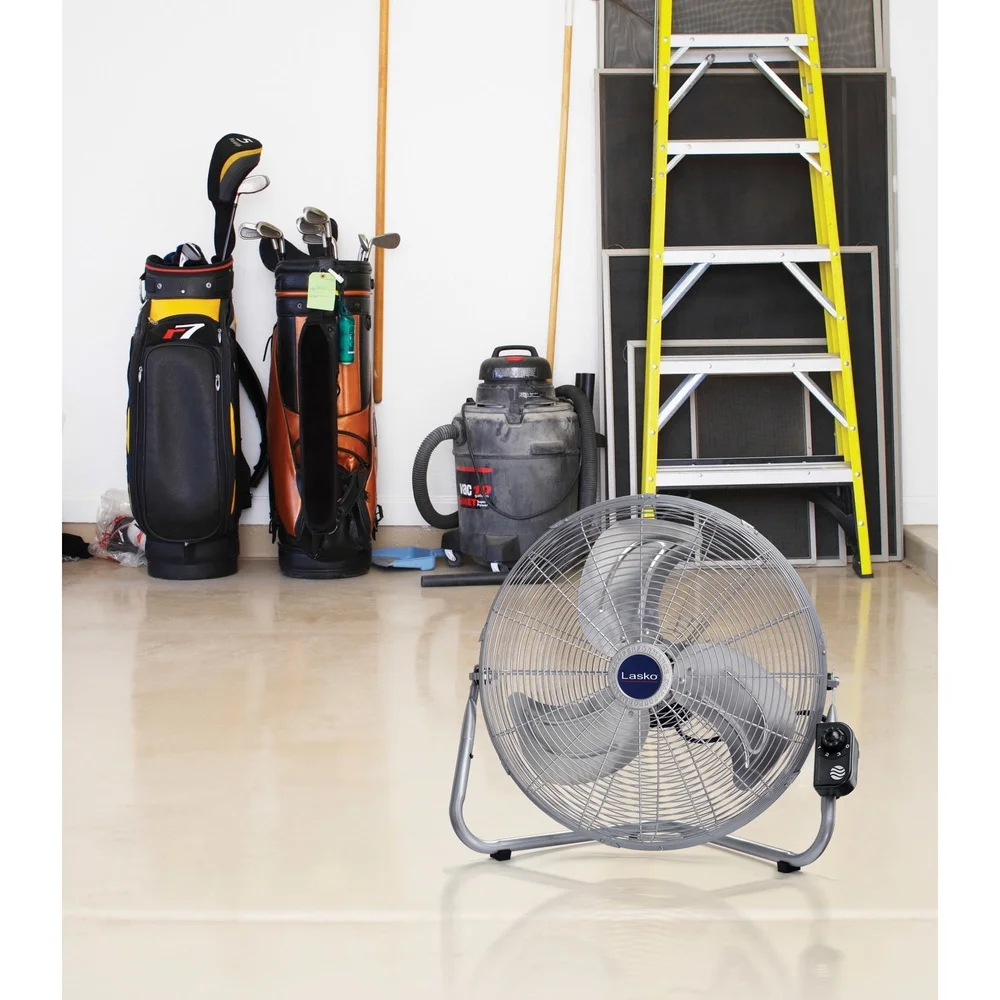 High Velocity Floor and Wall Mount Fan with Pivoting Head 3 Speed Metal Blades Ideal Garage Workshop Home Use
