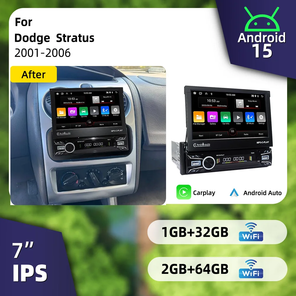 1Din Telescopic Car Screen Stereo 7