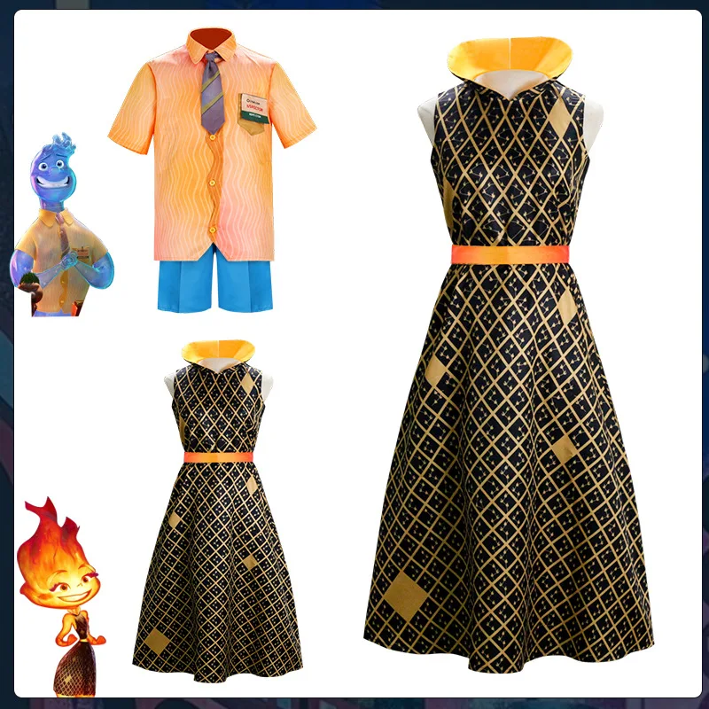 Ember du film animé Cité élémentaire pour Halloween Une robe longue représente les éléments de l'eau et du feu