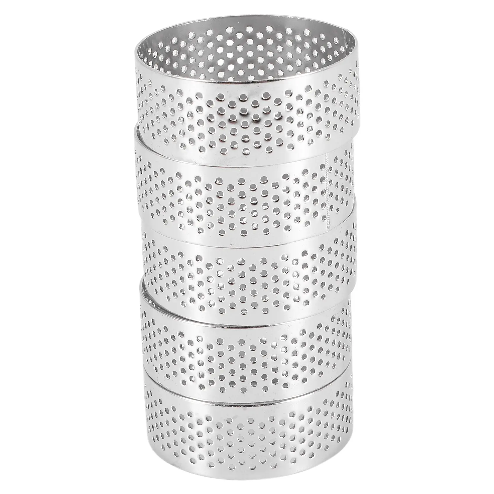 

Stainless Steel Perforated Tart Ring, 5Pcs 5cm Perforated Cake Mousse Ring, DIY Round Tart Rings for Baking Dessert Ring