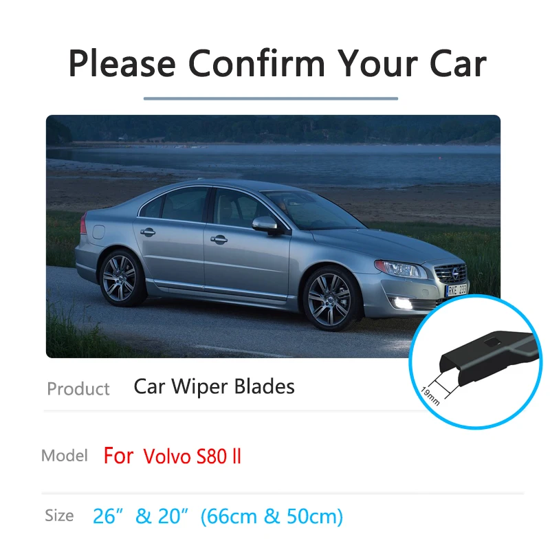 Car Front Wiper Blade For Volvo S80 ll 2007 2008 2009 2010 2011 2012 2013 2014 2015 2016 Brush Windscreen Windshield Accessories