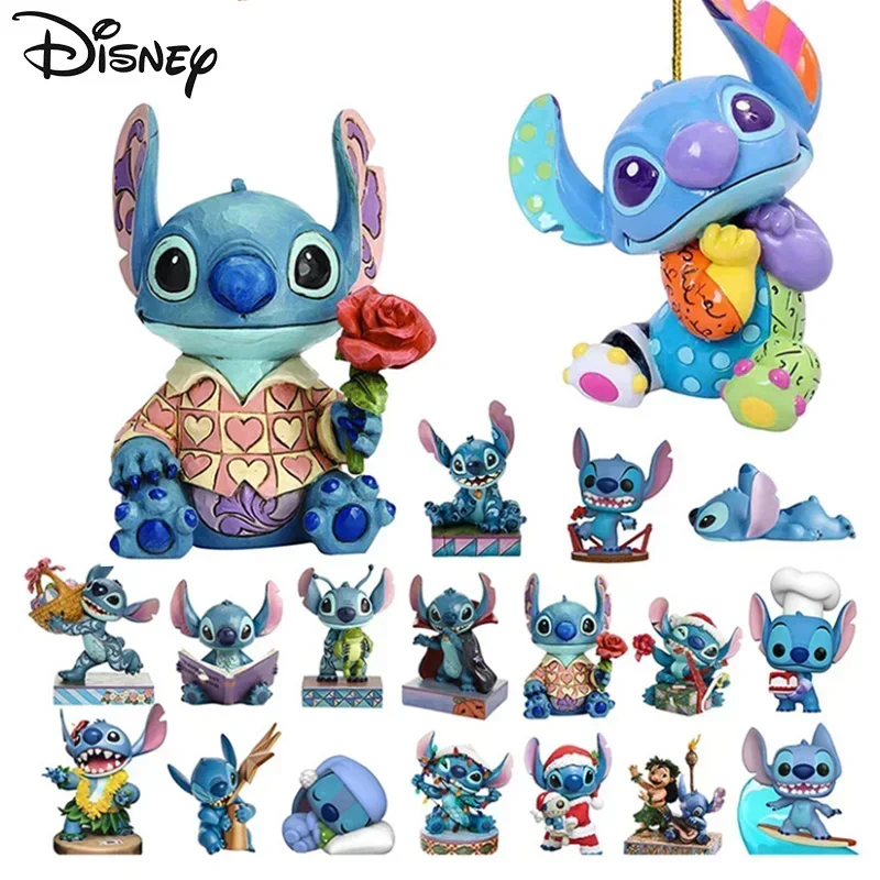 2D Disney Stitch Christmas Pendant Cartoon Action Figure Xmas Tree Decorations Hanging Ornaments Doll New Year Party Decoration