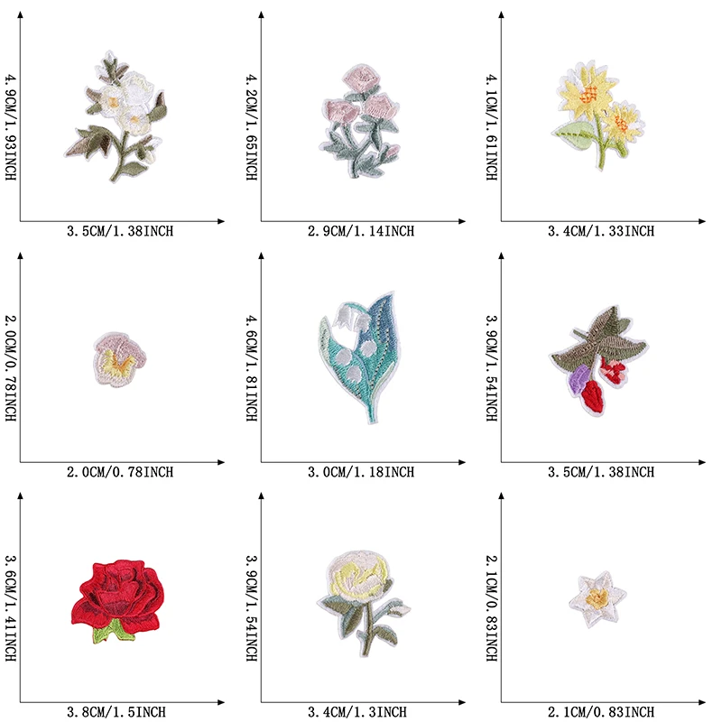 15 Stück niedliche Blumen mit Aufbügelpatches für Kleidung, bestickte Stoffaufkleber, Hut-Packung, Mädchen, Kinder, Jacke, Jeans, Lot Parches – Detail 2