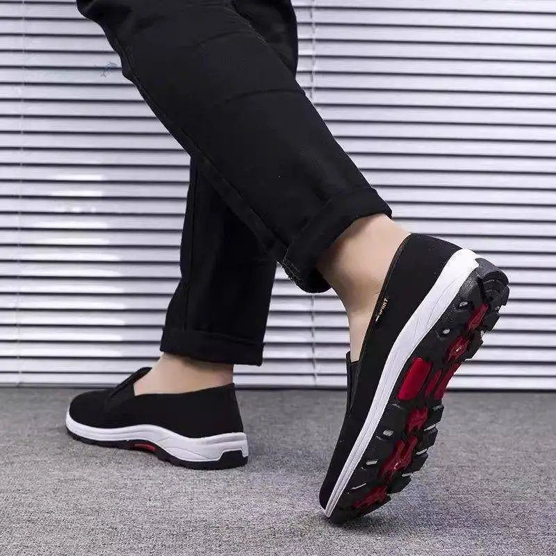 Old Beijing Canvas Shoes Men's Breathable Mountain Climbing Thick Bottom Slip-On Work Safety Shoes round Toe EVA Insole