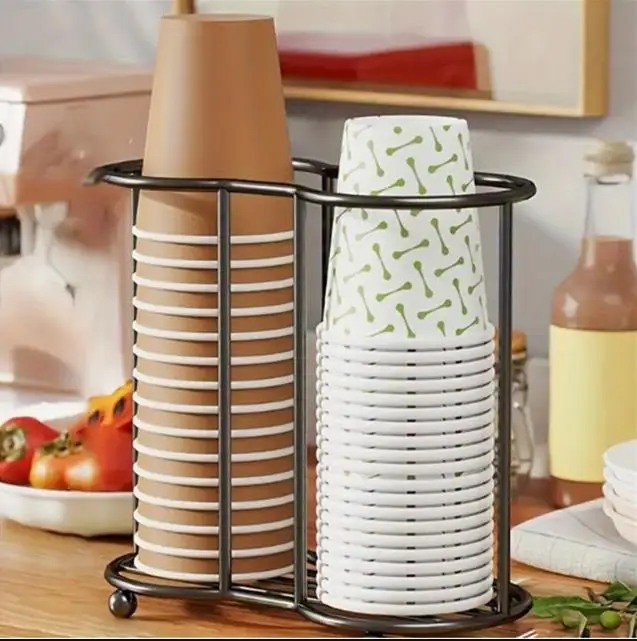 1PC Desktop Paper Cup Storage Rack Home Water Dispenser Bar Milk Tea Coffee Shop Disposable Cup Holder Storage Rack Organizier