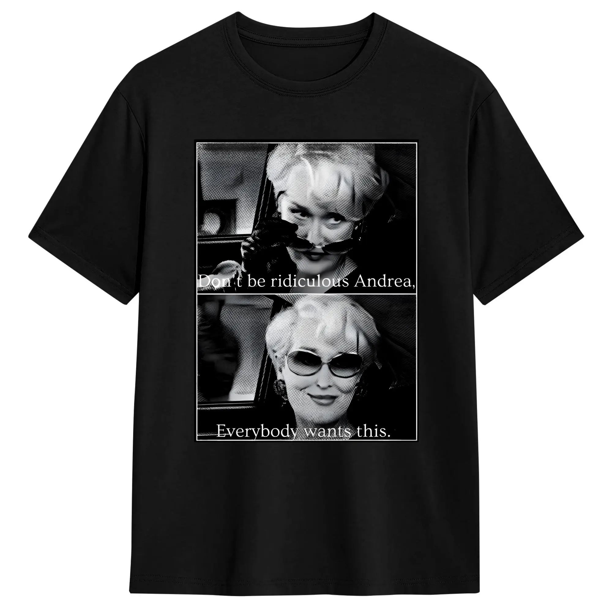The Devil Wears Pradad Poster Cotton T-Shirt For Mens Summer  Aesthetic T Shirts Fashion Tees Oversized Wholesale Clothing
