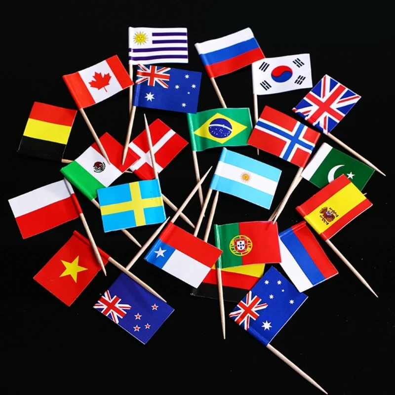 100 unidades bandeiras palitos dente Eurovisions bandeiras comida celebram a diversidade todo o mundo