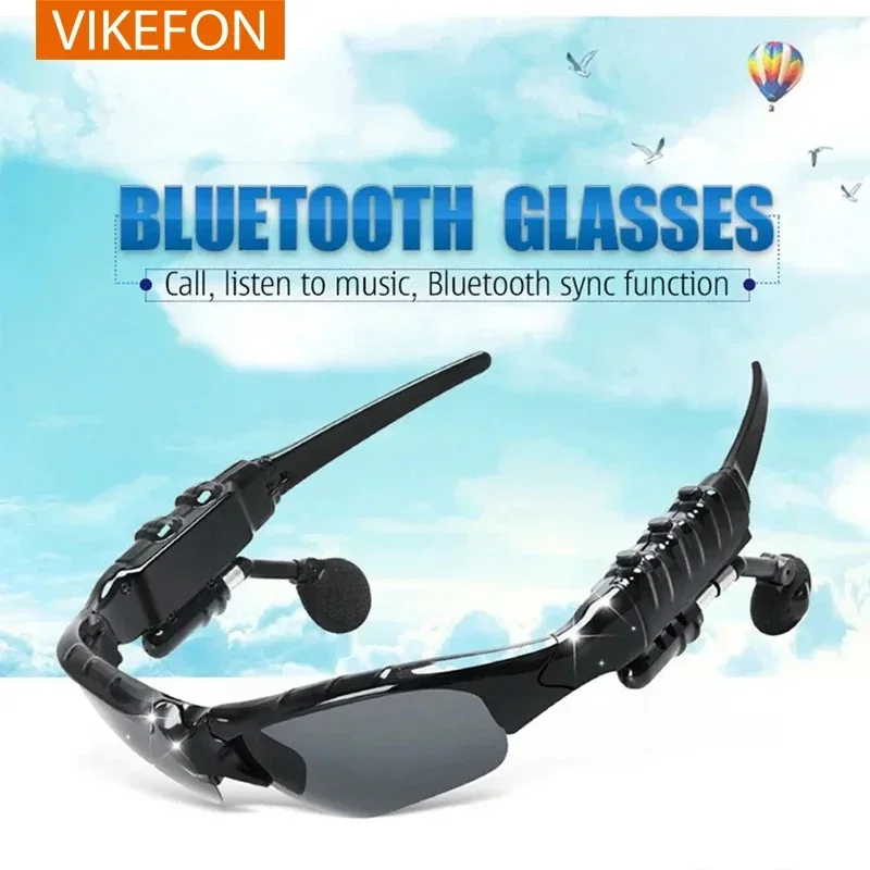 VIKEFON Nuovi auricolari stereo Cuffie wireless con microfono Occhiali da sole per la guida Ciclismo Sport Cuffie con riduzione del rumore