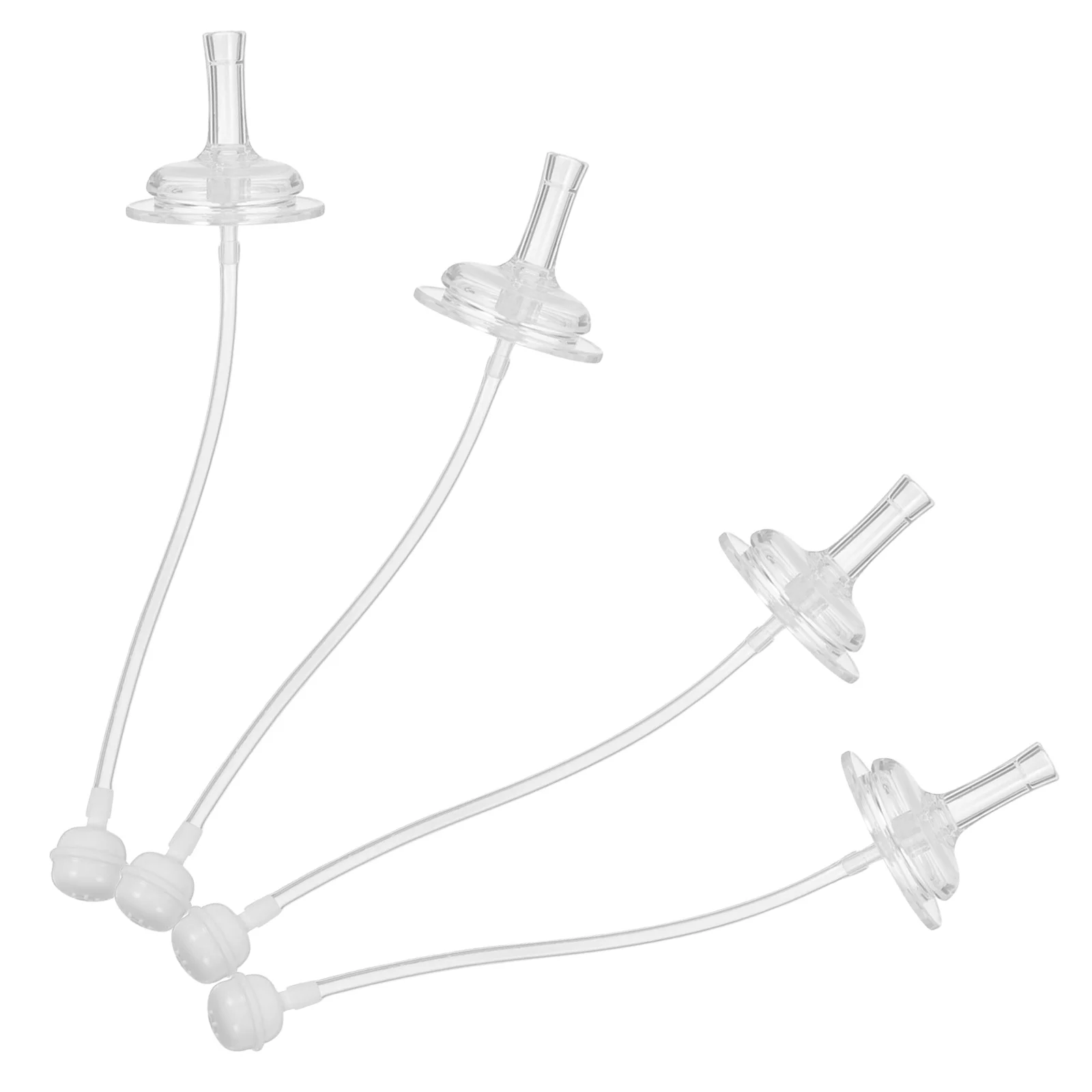 

4pcs Silicone Straw Wide Mouth Transparent Milk Bottle Sucker For Learning Drinking Cups Feeding Accessories, Water