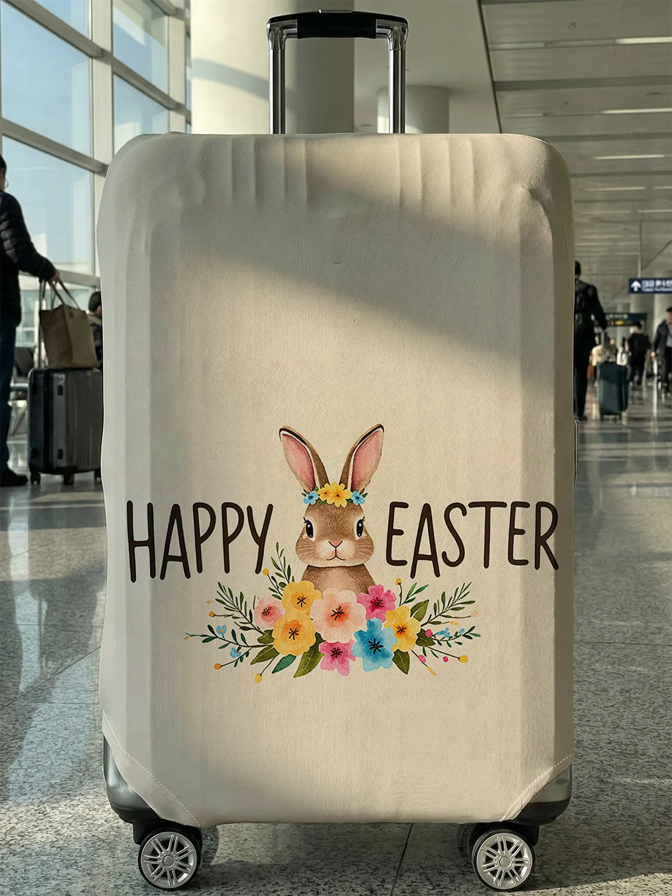 

Easter wreath bunny luggage protection cover, suitable for 18-32 inch luggage covers, luggage handle gloves, travel accessories