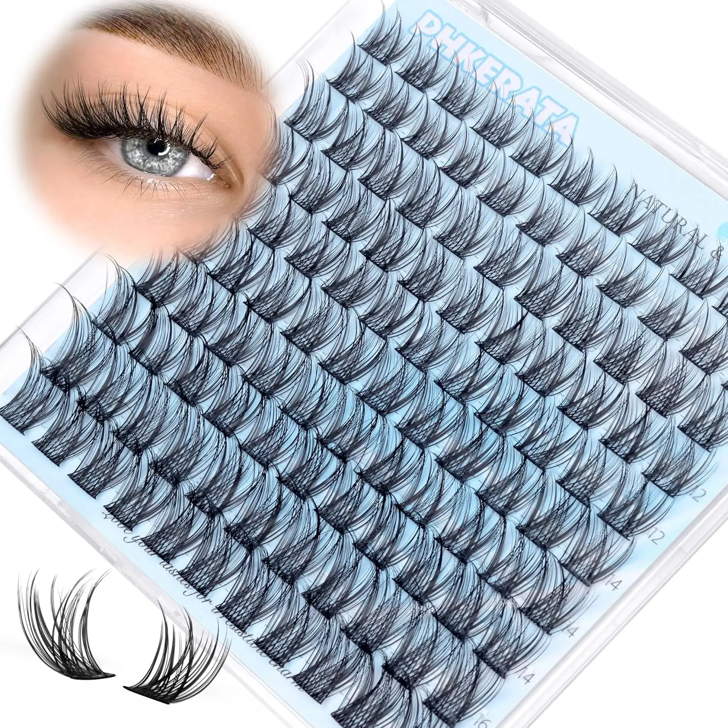 

Natural Wispy Eyelash Clusters, C Curl Individual Lashes with Thin Band, Mix Length 10-16mm, 110 Pieces