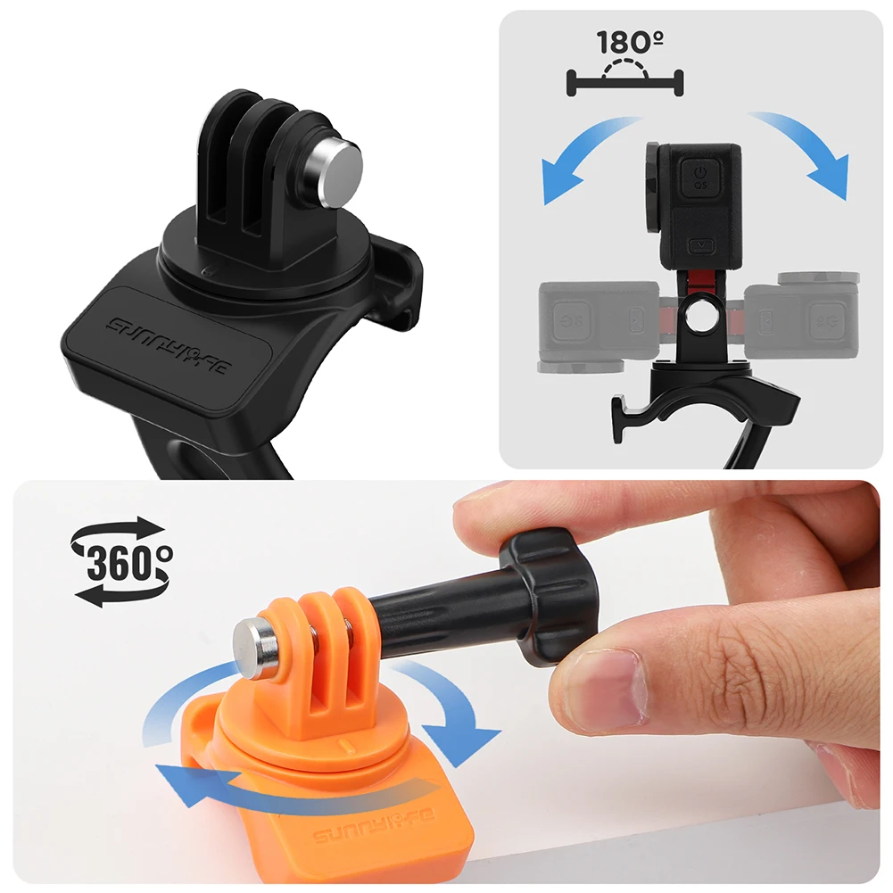 Flexible Wrap Band 360 Rotatable Elastic Handlebar Mount Bike Motorcycle Handlebar Clip Holder for DJI Action 5 Pro Insta360