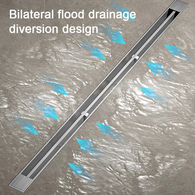 Odor Proof Shower Drain Stainless Steel Shower Drain Bathroom 100cm Brushed Narrow Linear Anti-Odor Core Floor Drain