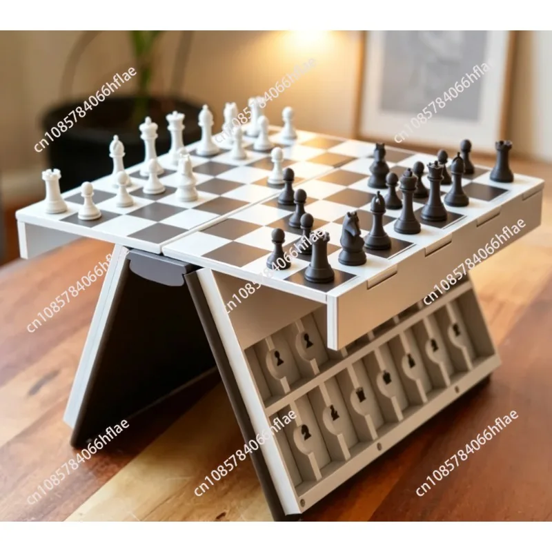 New 3D Printed Foldable Magnetic Chess Book, Portable Puzzle Board Game for Desktop